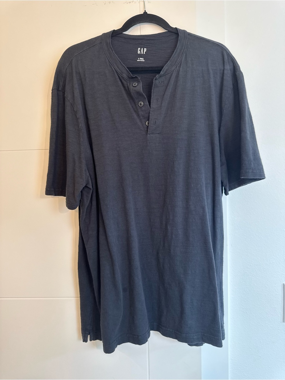 GAP Dark Charcoal Henley Button-Neck Tee